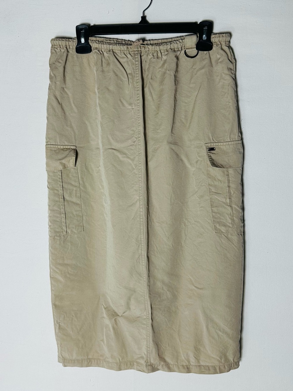 Mexx Retro Tan Cargo Midi Skirt M Utility Pocket Back Slit 90s Y2K Gorpcore